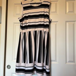 Palest pink/cream striped Fit and Flare Dress